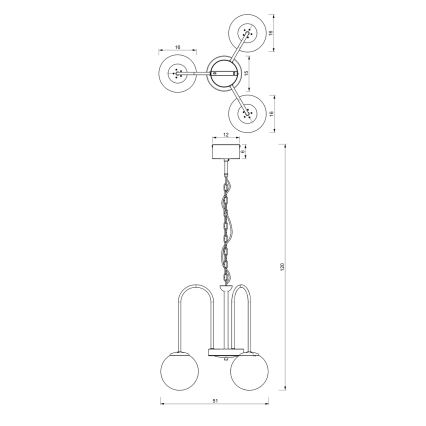 Κρεμαστό φωτιστικό CAMBRIDGE 3xE14/60W/230V μαύρο