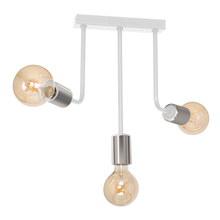 Κρεμαστό φωτιστικό CANDELA 3xE27/15W/230V λευκό/γυαλιστερό χρώμιο