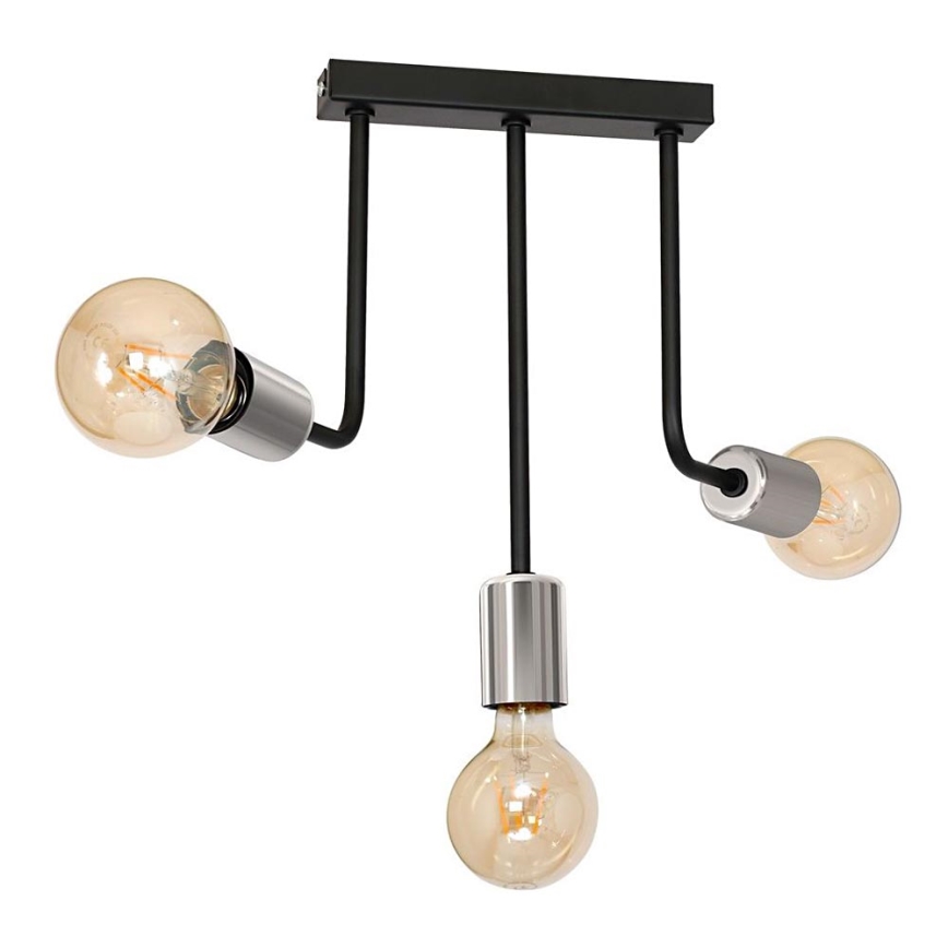 Κρεμαστό φωτιστικό CANDELA 3xE27/15W/230V μαύρο/γυαλιστερό χρώμιο