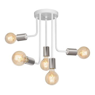 Κρεμαστό φωτιστικό CANDELA 5xE27/15W/230V λευκό/γυαλιστερό χρώμιο