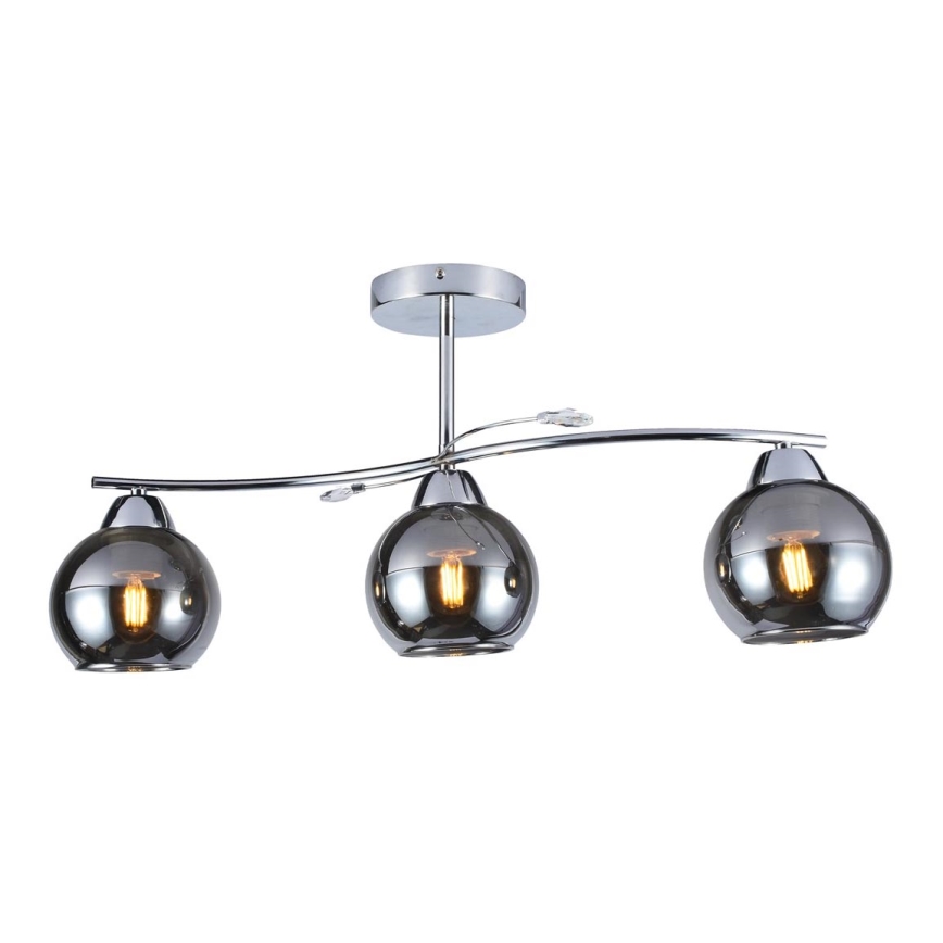 Κρεμαστό φωτιστικό CONNOR 3xE27/15W/230V γυαλιστερό χρώμιο/γκρι