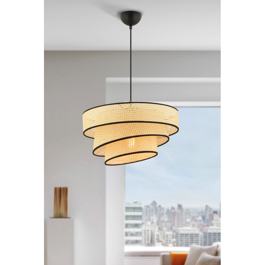 Κρεμαστό φωτιστικό COUPER 1xE27/60W/230V μπεζ/μαύρο