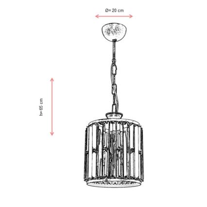 Κρεμαστό φωτιστικό CRYSTALLINE 1xE27/6W/230V μπρονζέ