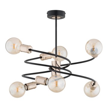 Κρεμαστό φωτιστικό DISCO 6xE27/60W/230V μαύρο/χρυσαφί