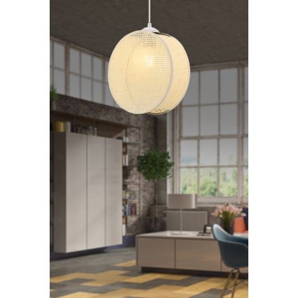 Κρεμαστό φωτιστικό DRUM με καλώδιο, 1xE27/60W/230V, σε κρεμ απόχρωση