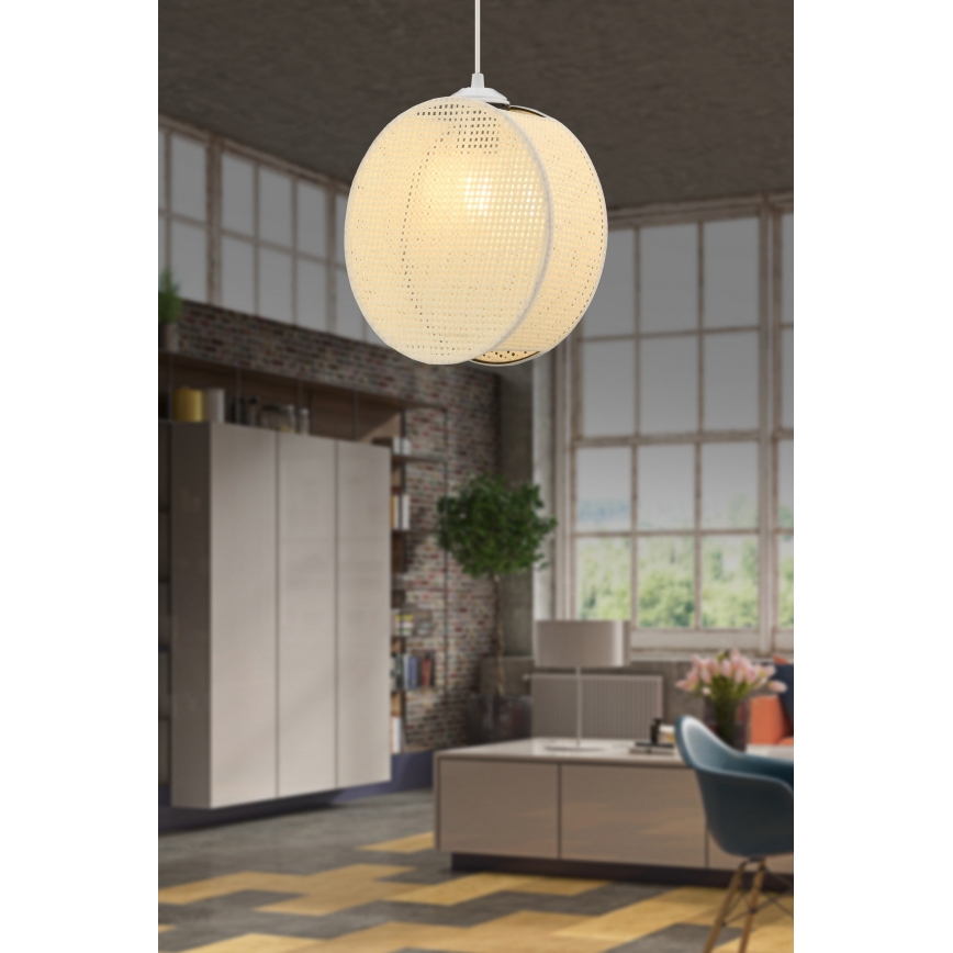 Κρεμαστό φωτιστικό DRUM με καλώδιο, 1xE27/60W/230V, σε κρεμ απόχρωση