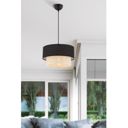 Κρεμαστό φωτιστικό ECHO 1xE27/60W/230V μαύρο/κρεμ