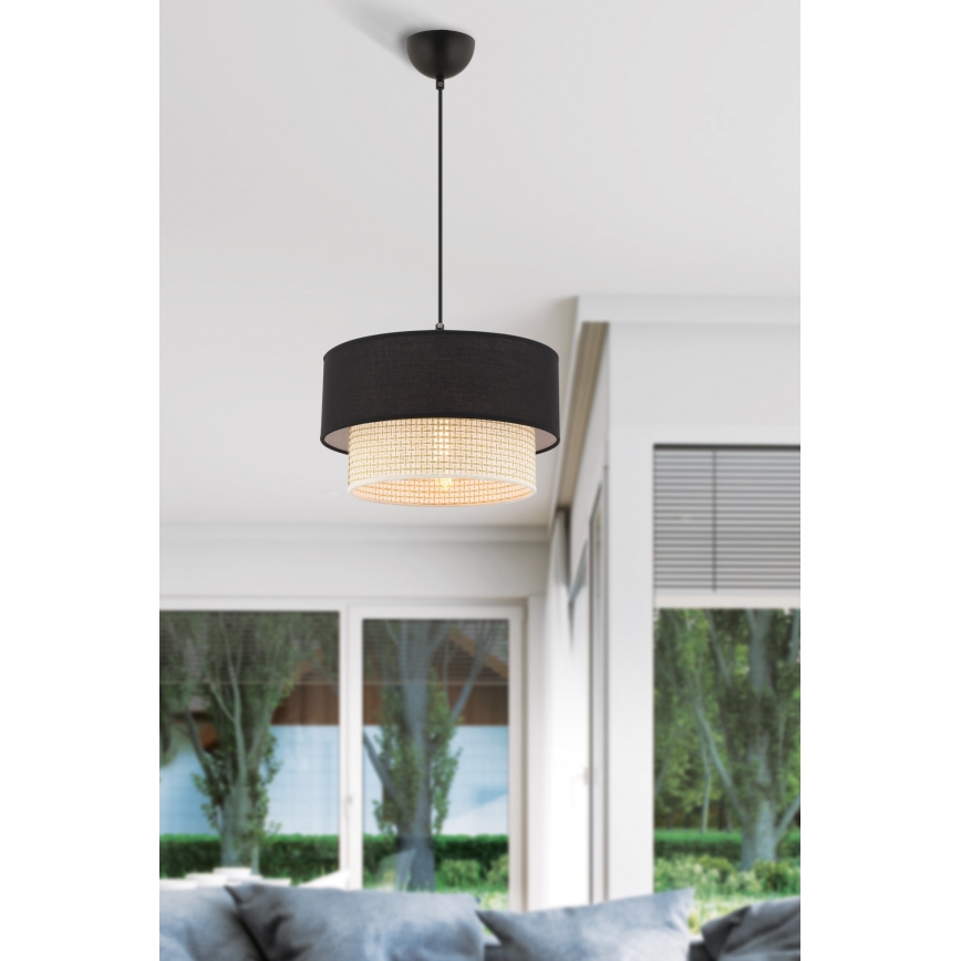 Κρεμαστό φωτιστικό ECHO 1xE27/60W/230V μαύρο/κρεμ