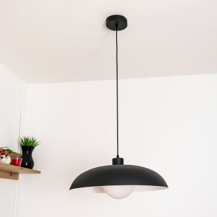 Κρεμαστό φωτιστικό ECLIPSE με καλώδιο 1xE27/15W/230V μαύρο/λευκό