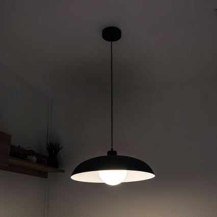 Κρεμαστό φωτιστικό ECLIPSE με καλώδιο 1xE27/15W/230V μαύρο/λευκό