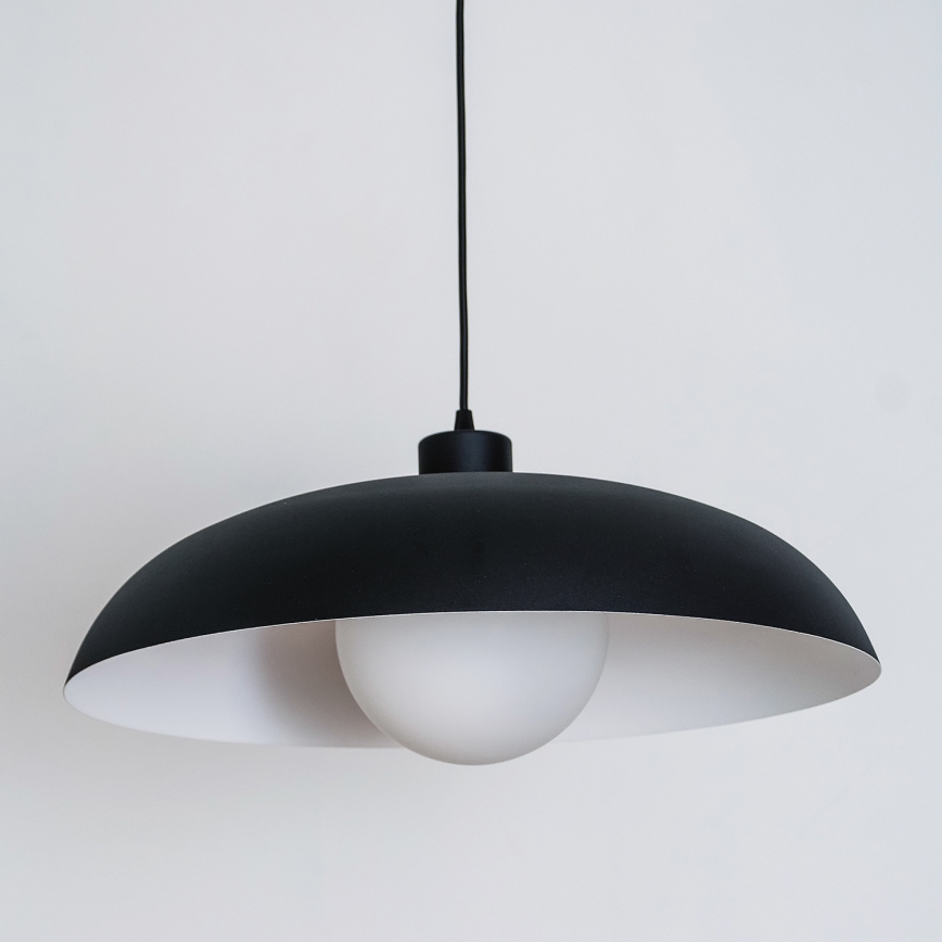 Κρεμαστό φωτιστικό ECLIPSE με καλώδιο 1xE27/15W/230V μαύρο/λευκό