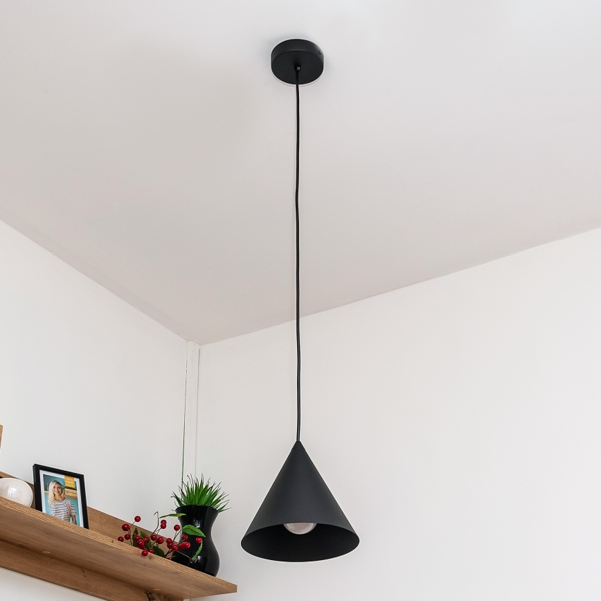 Κρεμαστό φωτιστικό ETNA II με καλώδιο, 1xE27/15W/230V, διάμετρος 18,5 cm, μαύρο