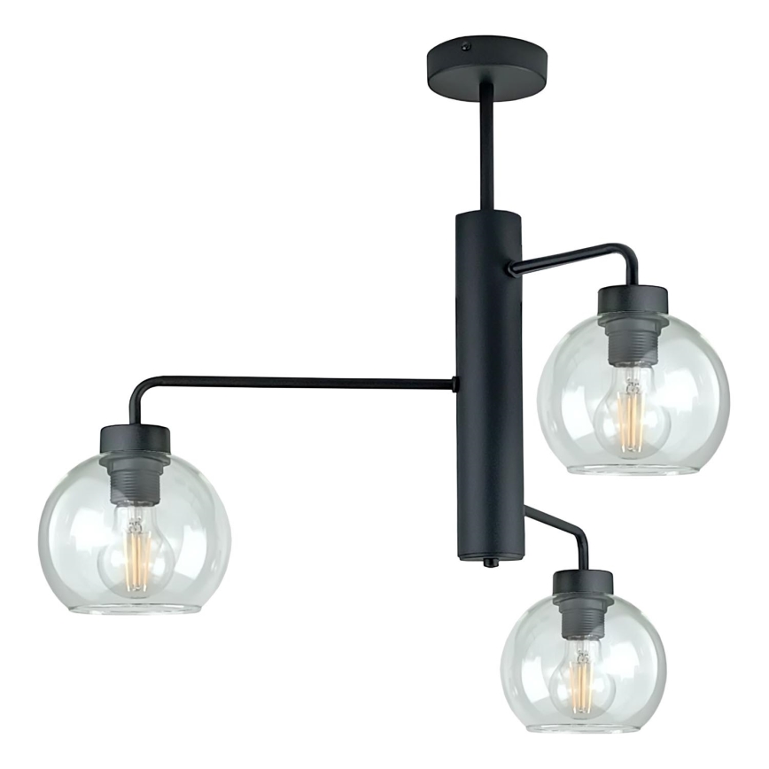 Κρεμαστό φωτιστικό FLEX 3xE27/60W/230V μαύρο/διαφανές