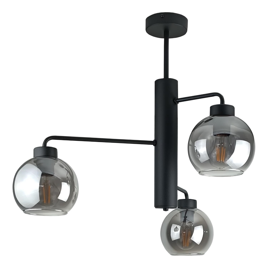 Κρεμαστό φωτιστικό FLEX 3xE27/60W/230V μαύρο/φιμέ μαύρο
