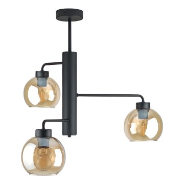 Κρεμαστό φωτιστικό FLEX 3xE27/60W/230V μαύρο/φιμέ μπεζ