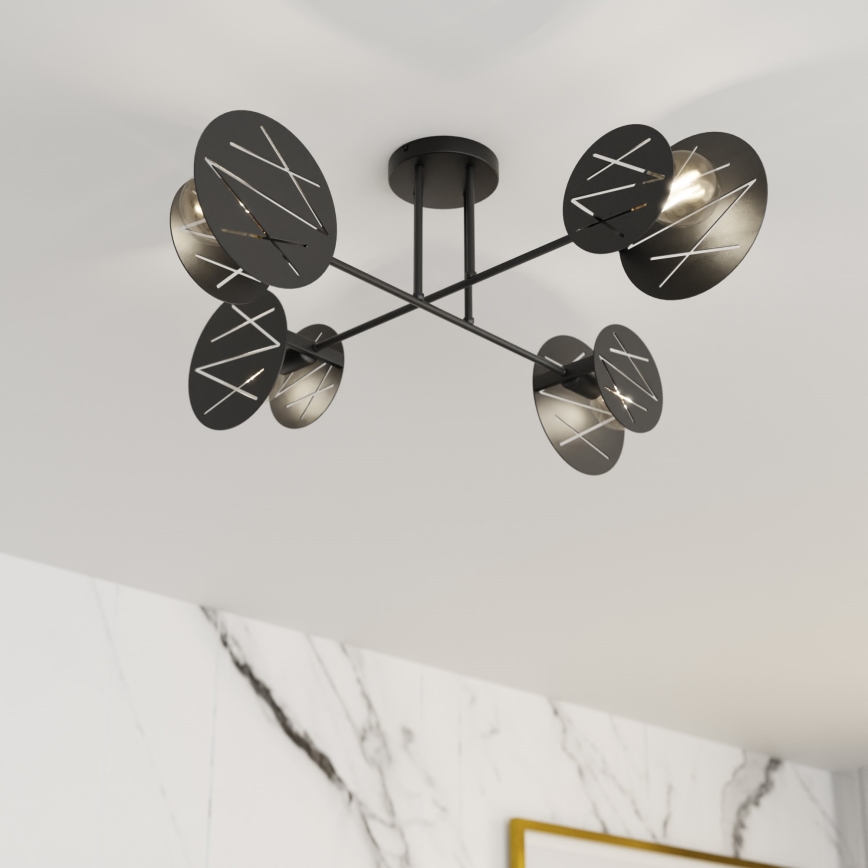 Κρεμαστό φωτιστικό FRICK 4xE27/15W/230V μαύρο
