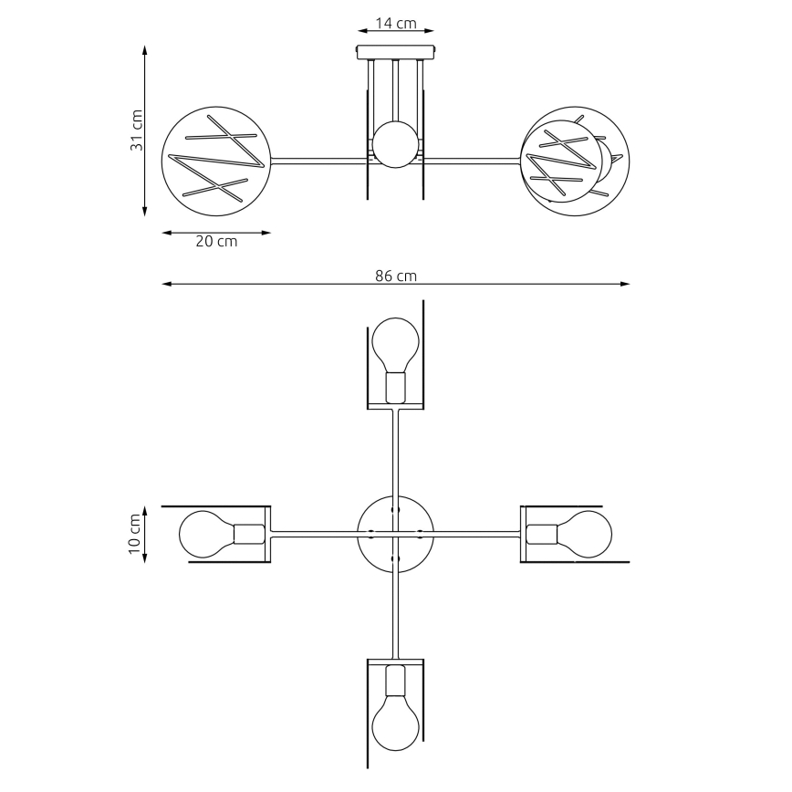 Κρεμαστό φωτιστικό FRICK 4xE27/15W/230V μαύρο