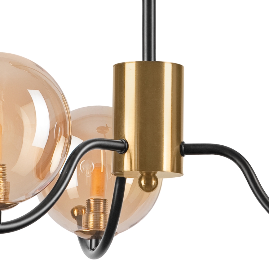 Κρεμαστό φωτιστικό GEORGIA 3xE14/5W/230V χρυσό/φιμέ μπεζ