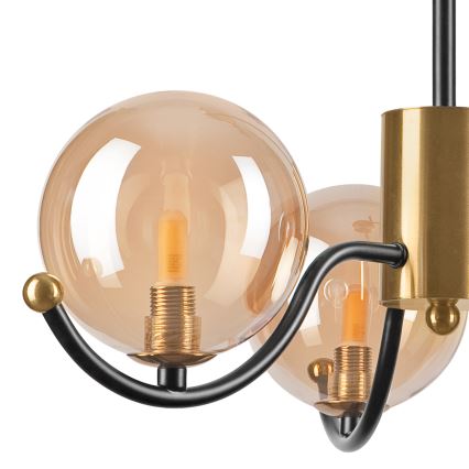 Κρεμαστό φωτιστικό GEORGIA 3xE14/5W/230V χρυσό/φιμέ μπεζ