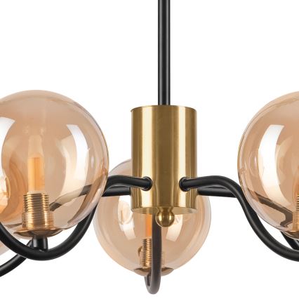Κρεμαστό φωτιστικό GEORGIA 5xE14/5W/230V χρυσό/φιμέ μπεζ