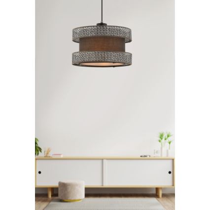 Κρεμαστό φωτιστικό HALO 1xE27/60W/230V καφέ/γκρι