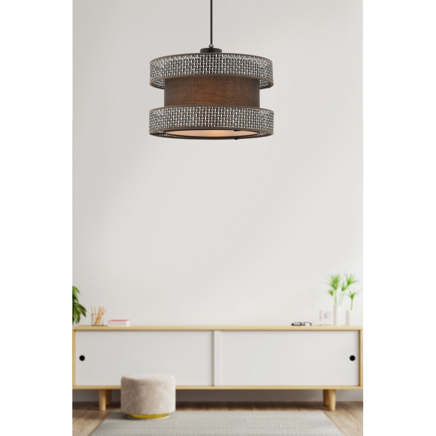 Κρεμαστό φωτιστικό HALO 1xE27/60W/230V καφέ/γκρι