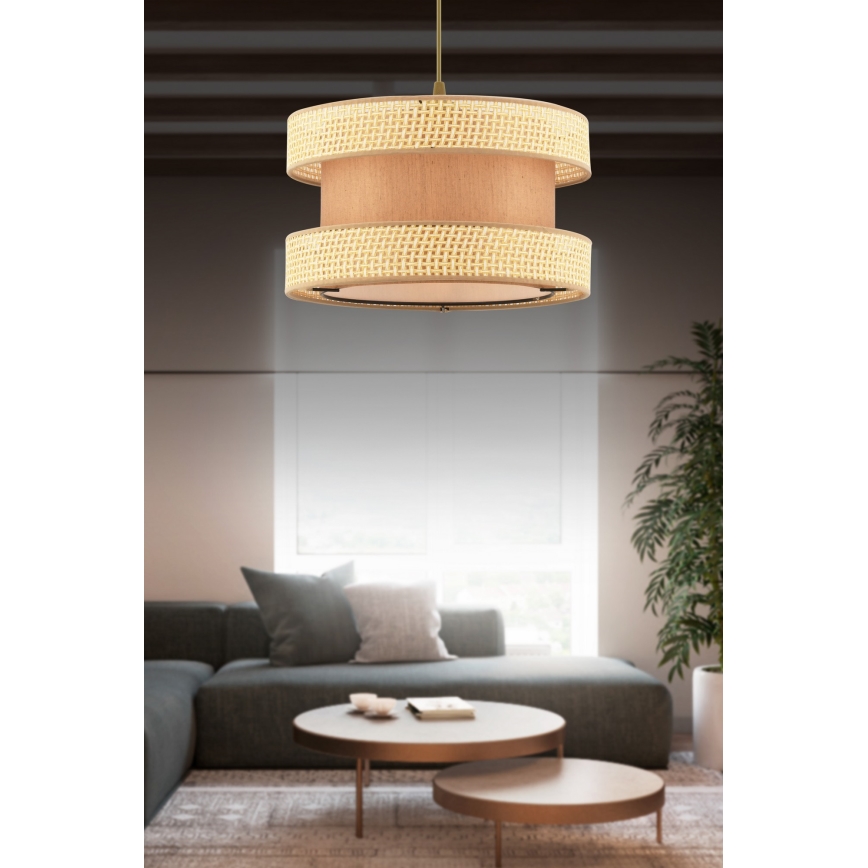 Κρεμαστό φωτιστικό HALO 1xE27/60W/230V καφέ/μπεζ
