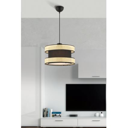 Κρεμαστό φωτιστικό HALO 1xE27/60W/230V μαύρο/μπεζ