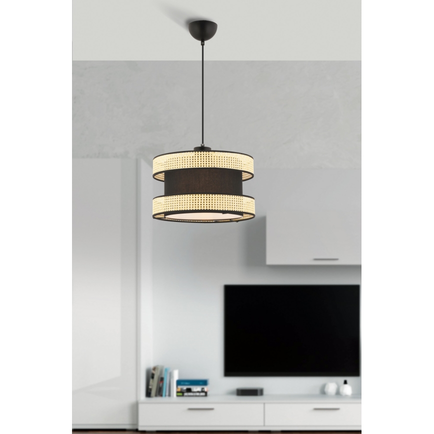 Κρεμαστό φωτιστικό HALO 1xE27/60W/230V μαύρο/μπεζ