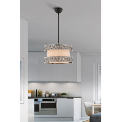 Κρεμαστό φωτιστικό HALO 1xE27/60W/230V μπεζ/γκρι