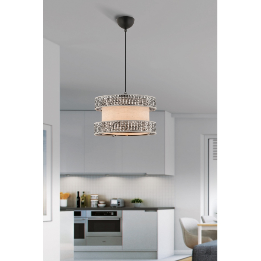 Κρεμαστό φωτιστικό HALO 1xE27/60W/230V μπεζ/γκρι