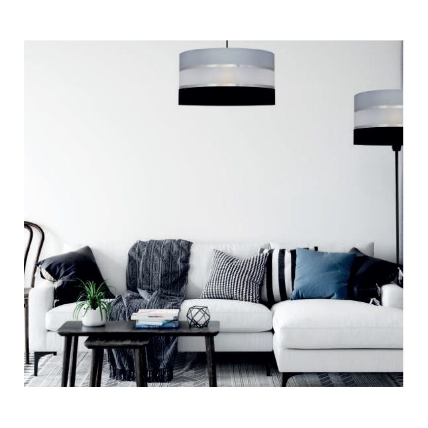 Κρεμαστό φωτιστικό HELEN 3xE27/15W/230V μαύρο/γκρι/γυαλιστερό χρώμιο