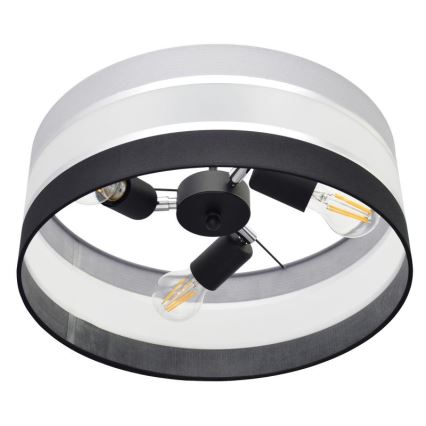 Κρεμαστό φωτιστικό HELEN 3xE27/15W/230V μαύρο/γκρι/γυαλιστερό χρώμιο
