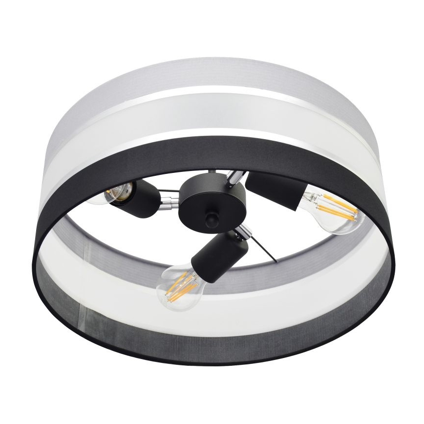 Κρεμαστό φωτιστικό HELEN 3xE27/15W/230V μαύρο/γκρι/γυαλιστερό χρώμιο