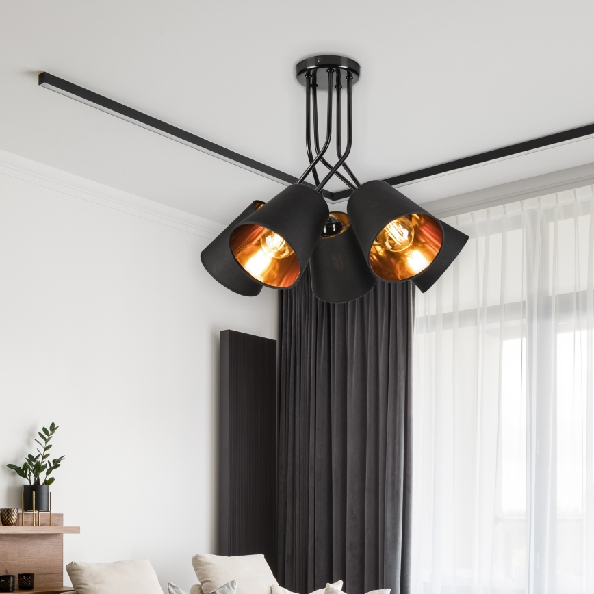 Κρεμαστό φωτιστικό IRMA 5xE27/60W/230V μαύρο
