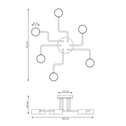 Κρεμαστό φωτιστικό KURAGE 6xGX53/12W/230V μαύρο