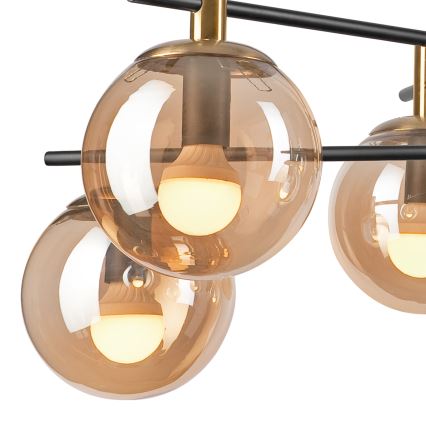 Κρεμαστό φωτιστικό LILOU 6xE14/5W/230V χρυσό/μαύρο/φιμέ μπεζ