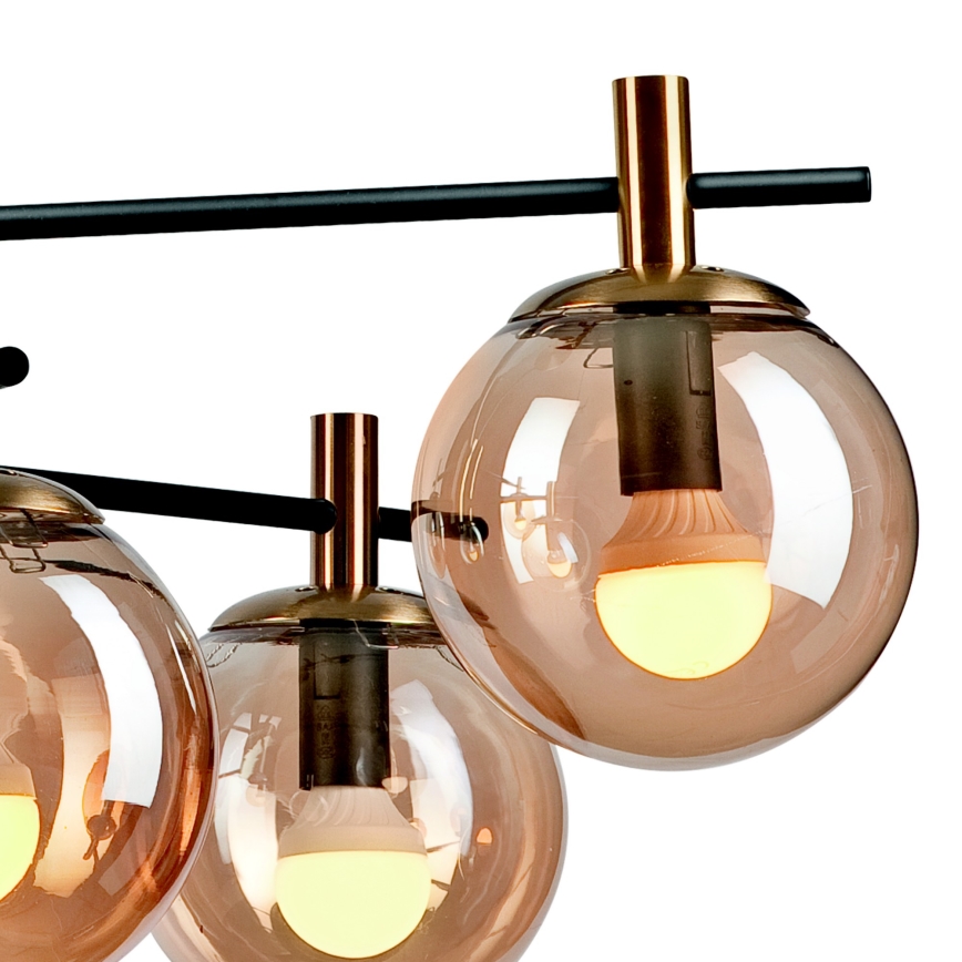 Κρεμαστό φωτιστικό LILOU 6xE14/5W/230V χρυσό/μαύρο/φιμέ μπεζ