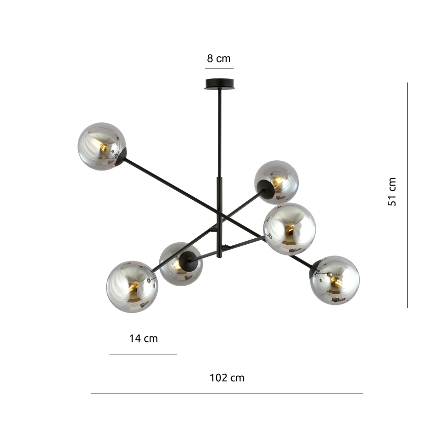 Κρεμαστό φωτιστικό LINEAR 6xE14/10W/230V μαύρο/γκρι
