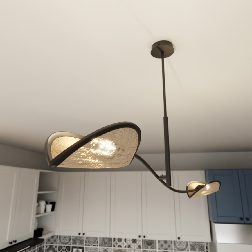 Κρεμαστό φωτιστικό LOTUS 2xE14/10W/230V μαύρο/μπεζ