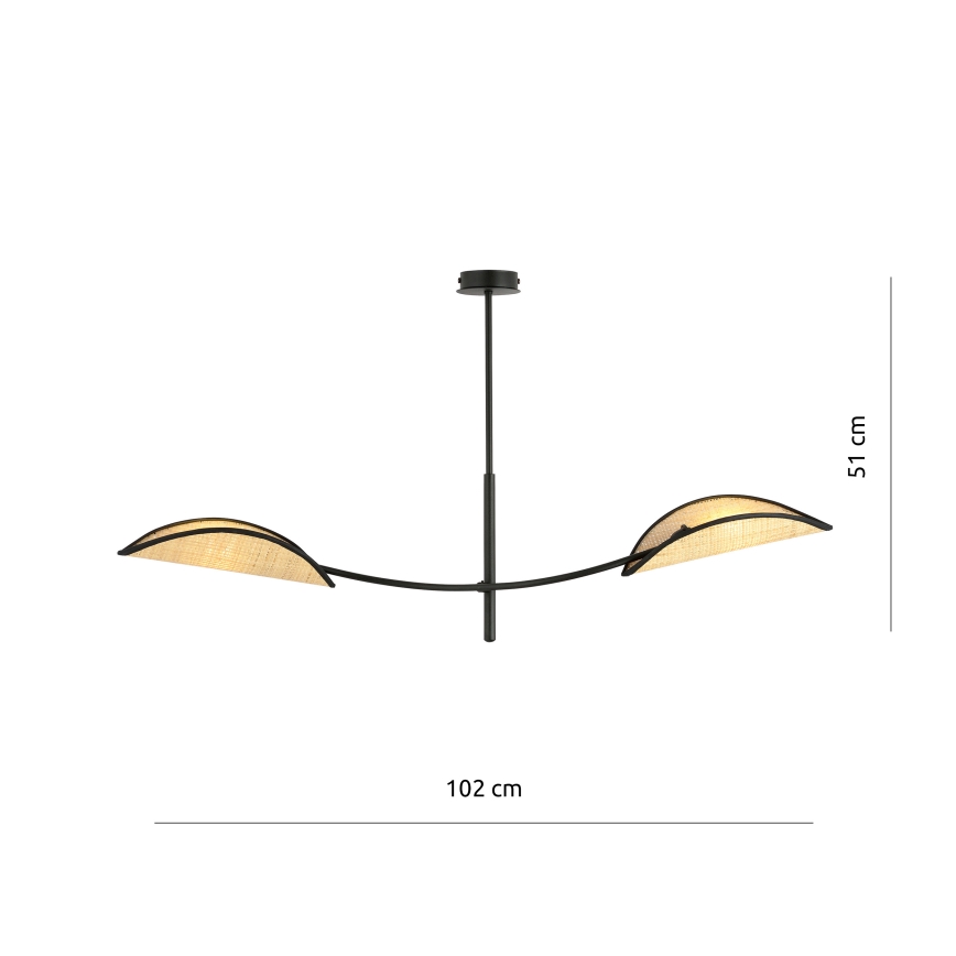 Κρεμαστό φωτιστικό LOTUS 2xE14/10W/230V μαύρο/μπεζ