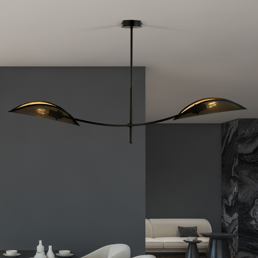 Κρεμαστό φωτιστικό LOTUS 2xE14/10W/230V μαύρο/χρυσαφί