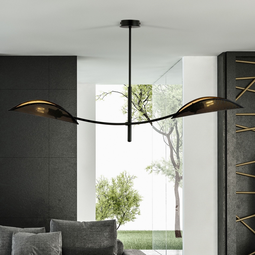 Κρεμαστό φωτιστικό LOTUS 2xE14/10W/230V μαύρο/χρυσαφί