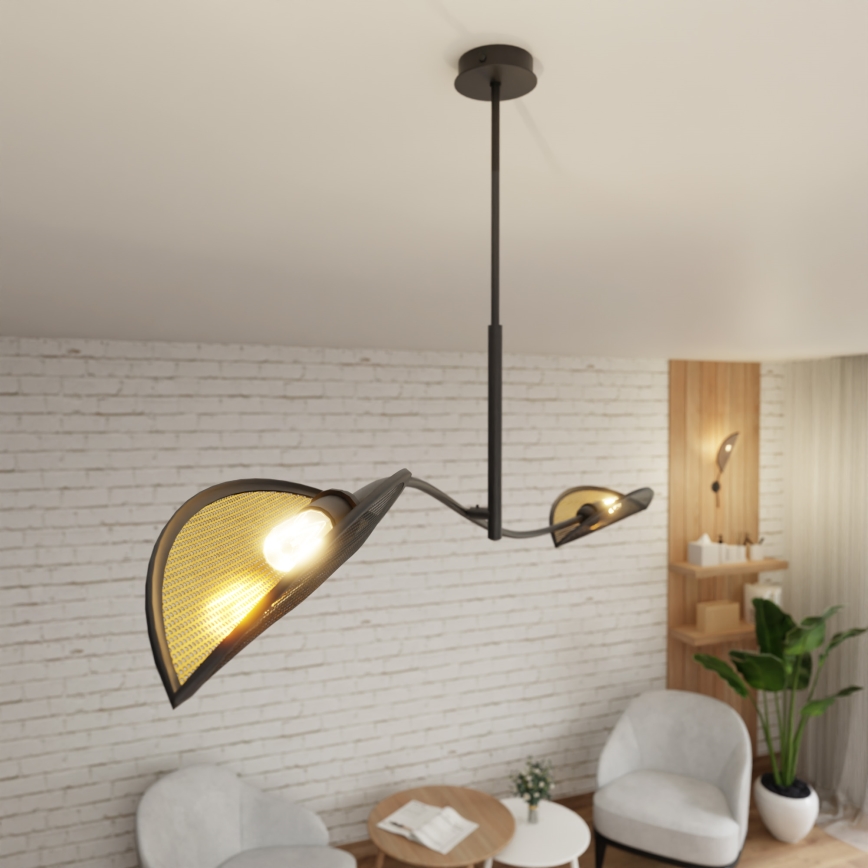 Κρεμαστό φωτιστικό LOTUS 2xE14/10W/230V μαύρο/χρυσαφί