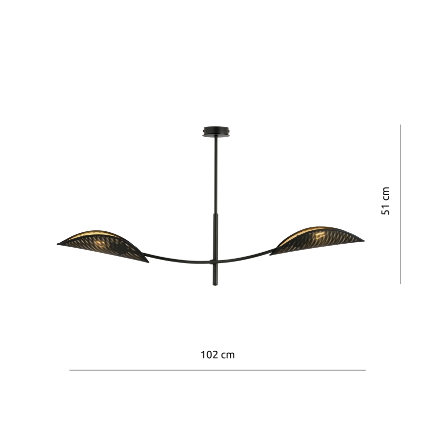 Κρεμαστό φωτιστικό LOTUS 2xE14/10W/230V μαύρο/χρυσαφί