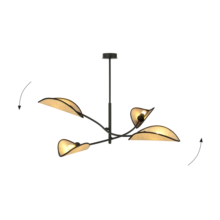 Κρεμαστό φωτιστικό LOTUS 4xE14/10W/230V μαύρο/μπεζ