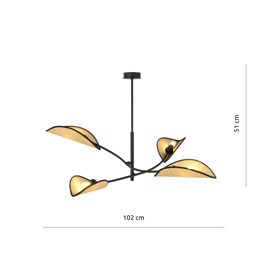 Κρεμαστό φωτιστικό LOTUS 4xE14/10W/230V μαύρο/μπεζ