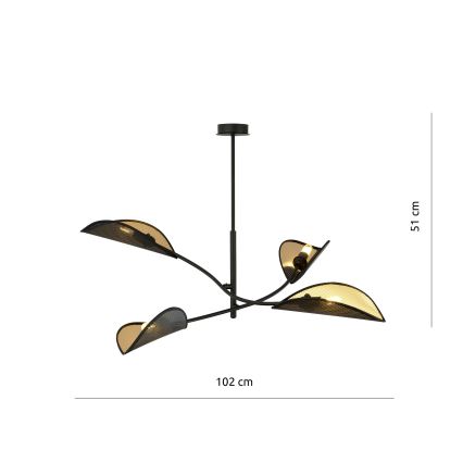 Κρεμαστό φωτιστικό LOTUS 4xE14/10W/230V μαύρο/χρυσαφί