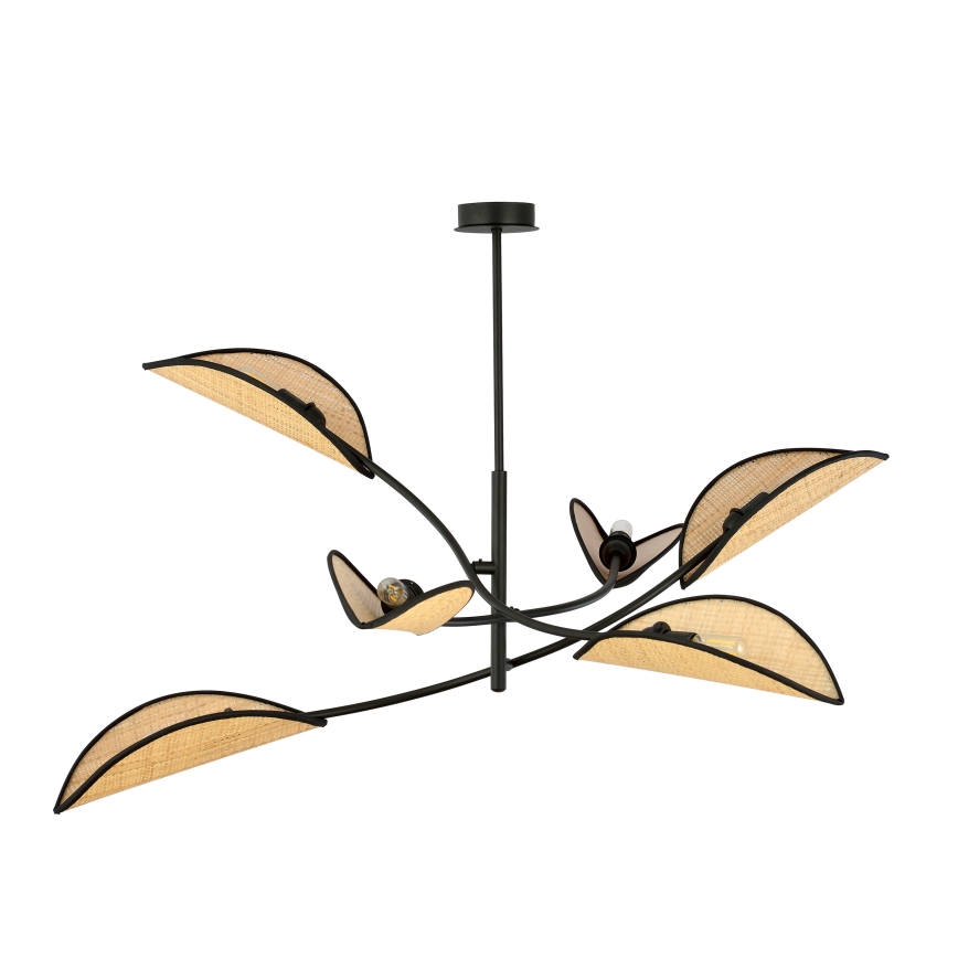 Κρεμαστό φωτιστικό LOTUS 6xE14/10W/230V μαύρο/μπεζ