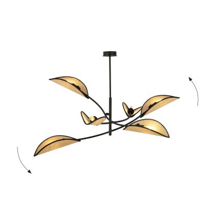 Κρεμαστό φωτιστικό LOTUS 6xE14/10W/230V μαύρο/μπεζ